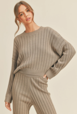 MIOU MUSE WIDE RIBBED KNIT TOP MOCHA