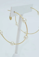 18K GOLD PEARL HOOPS