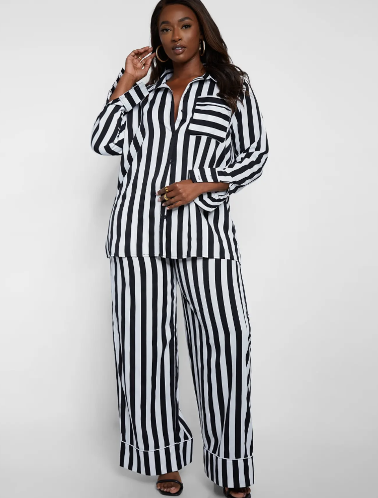 REBDOLLS ANITA STRIPED WIDE LEG PANTS