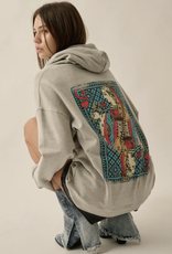 VINTAGE CANVAS QUEEN OF HEARTS GRAPHIC HOODIE