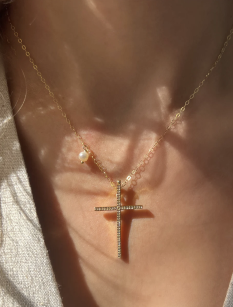 LPL CREATIONS Gold Filled and Pave Cross, Faith Necklace