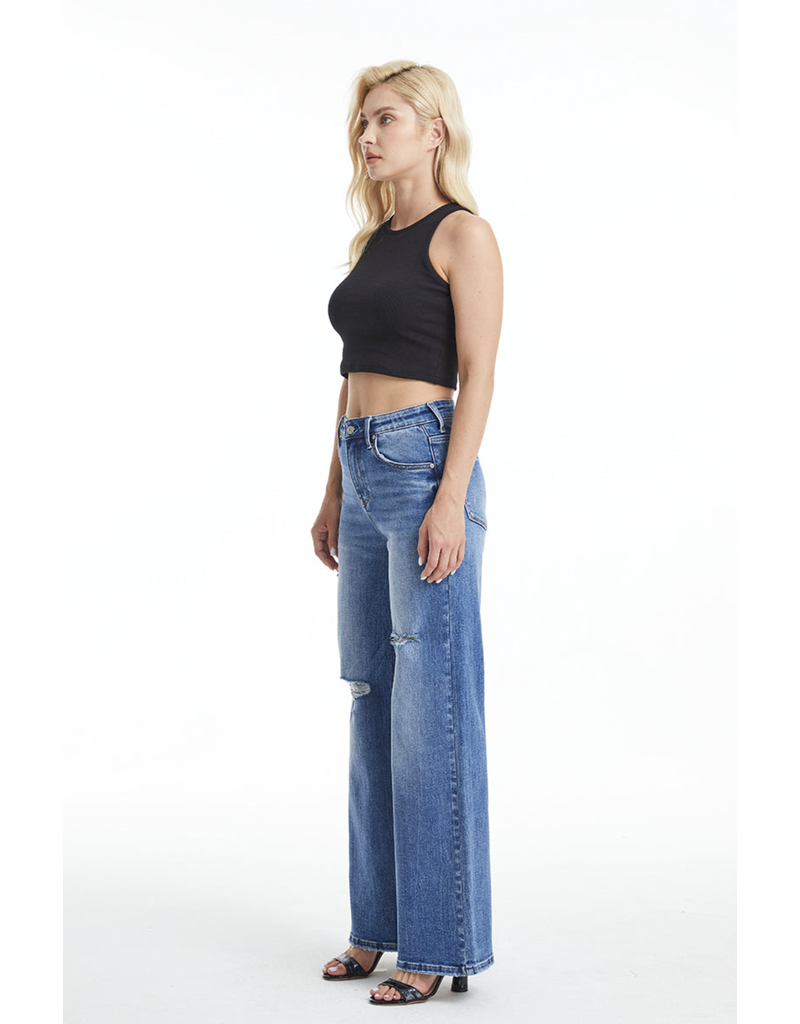 BAYEAS HIH RISE WIDE LEG JEAN MEDIUM WASH