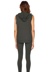 SUSANA MONACO RIB TRIM VEST HOODIE HUNTER GREEN