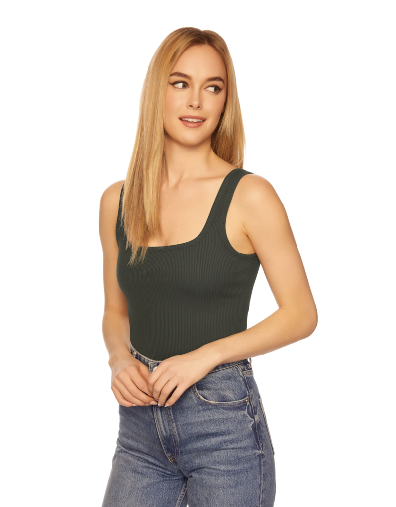 SUSANA MONACO RIB SCOOP TANK HUNTER GREEN