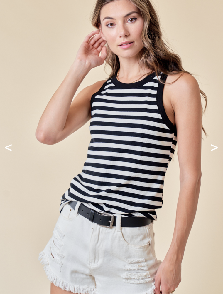 DOE AND RAE STRIPED RIB TANK