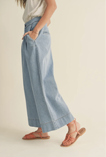 MIOU MUSE WIDE LEG WASHED DENIM CROP PANT