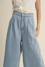 MIOU MUSE WIDE LEG WASHED DENIM CROP PANT