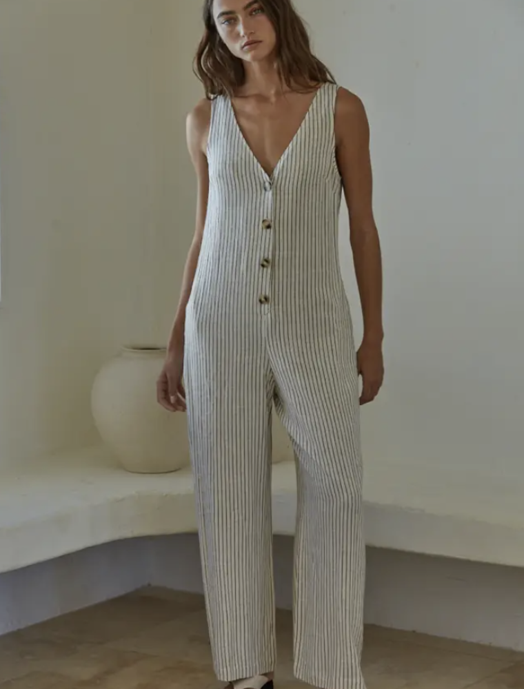 BY TOGETHER V NECK STRAIGHT LEG JUMPSUIT