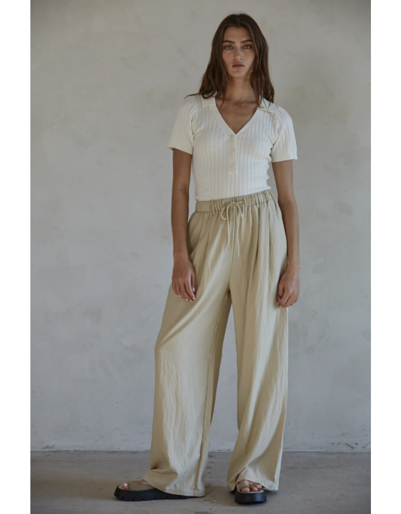 BY TOGETHER WAIST TIE STRAP WIDE LEG PANT