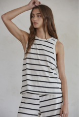 BY TOGETHER RIBBED STRIPE CREW NECK TANK