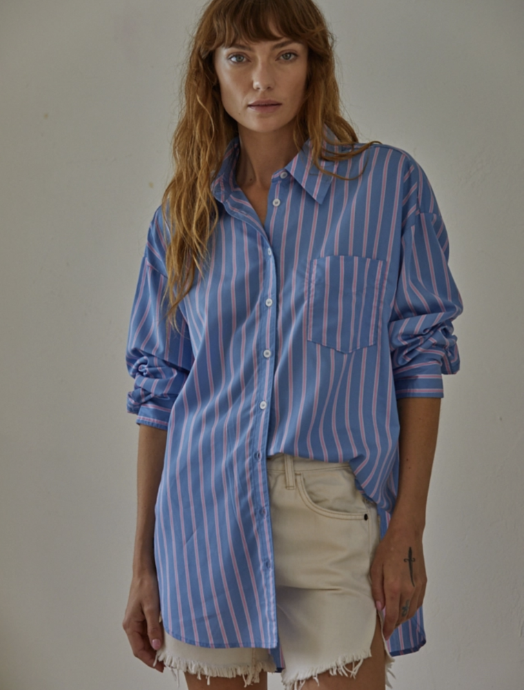 BY TOGETHER PINK LAGOON STRIPED SHIRT