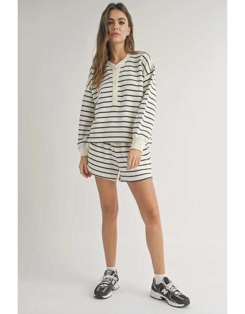 MIOU MUSE STRIPED TERRY BUTTON TOP