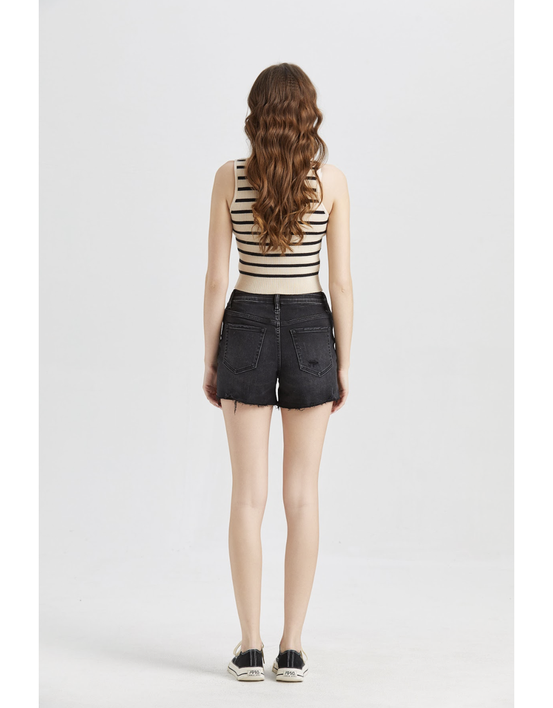 BAYEAS MID RISE CROSSOVER DENIM SHORTS