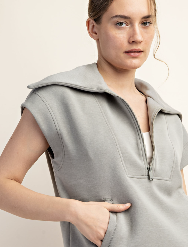 RAE MODE FUNNEL NECK TOP DUSTY SAGE
