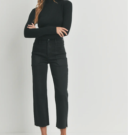 JUST BLACK HIGH RISE UTILITY WIDE LEG BLACK