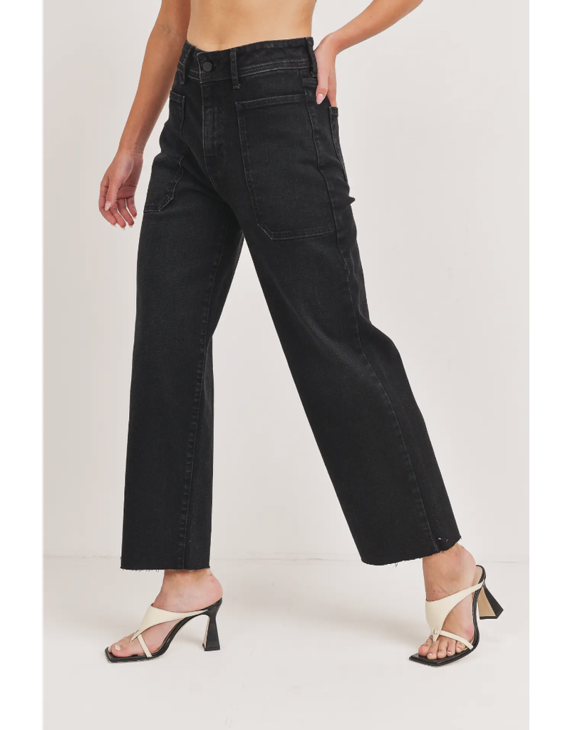 JUST BLACK HIGH RISE UTILITY WIDE LEG BLACK