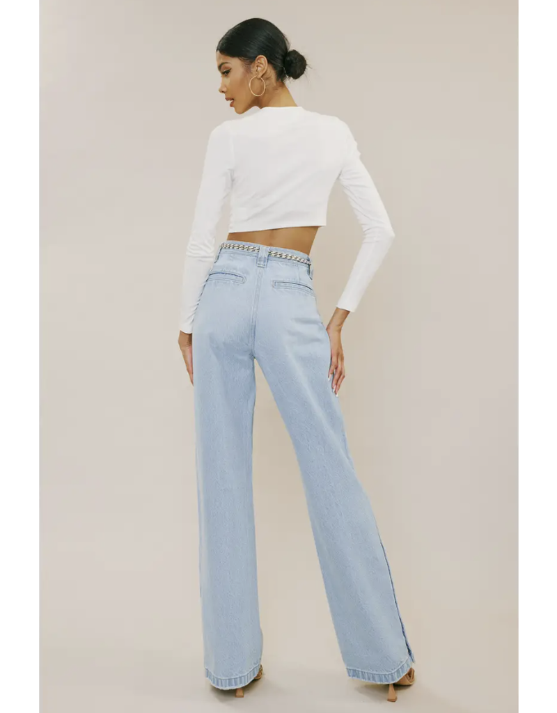 KAN CAN LIGHT DENIM TROUSER W/BELT