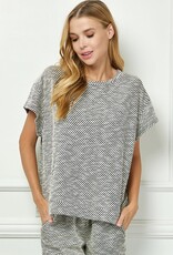 SEE AND BE SEEN DIAGONAL STRIPED SHORT SLEEVE TOP