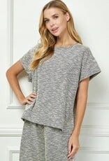 SEE AND BE SEEN DIAGONAL STRIPED SHORT SLEEVE TOP