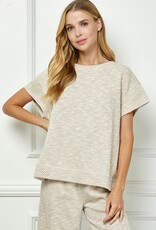 SEE AND BE SEEN DIAGONAL STRIPED SHORT SLEEVE TOP