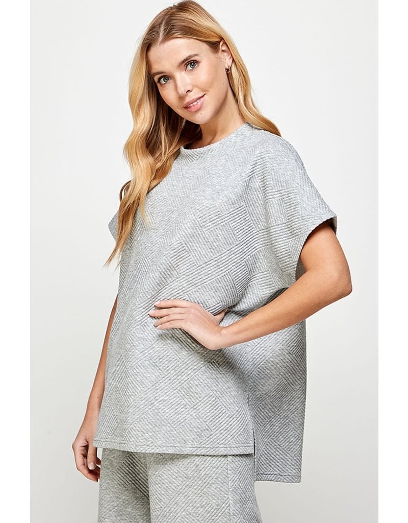 SEE AND BE SEEN TEXTURED SHORT SLEEVE SWEATSHIRT