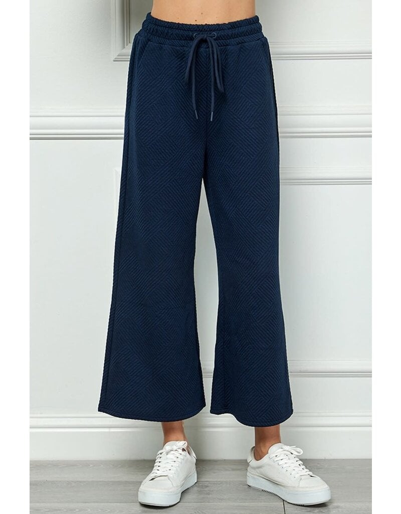 SEE AND BE SEEN TEXTURED CROPPED WIDE PANTS