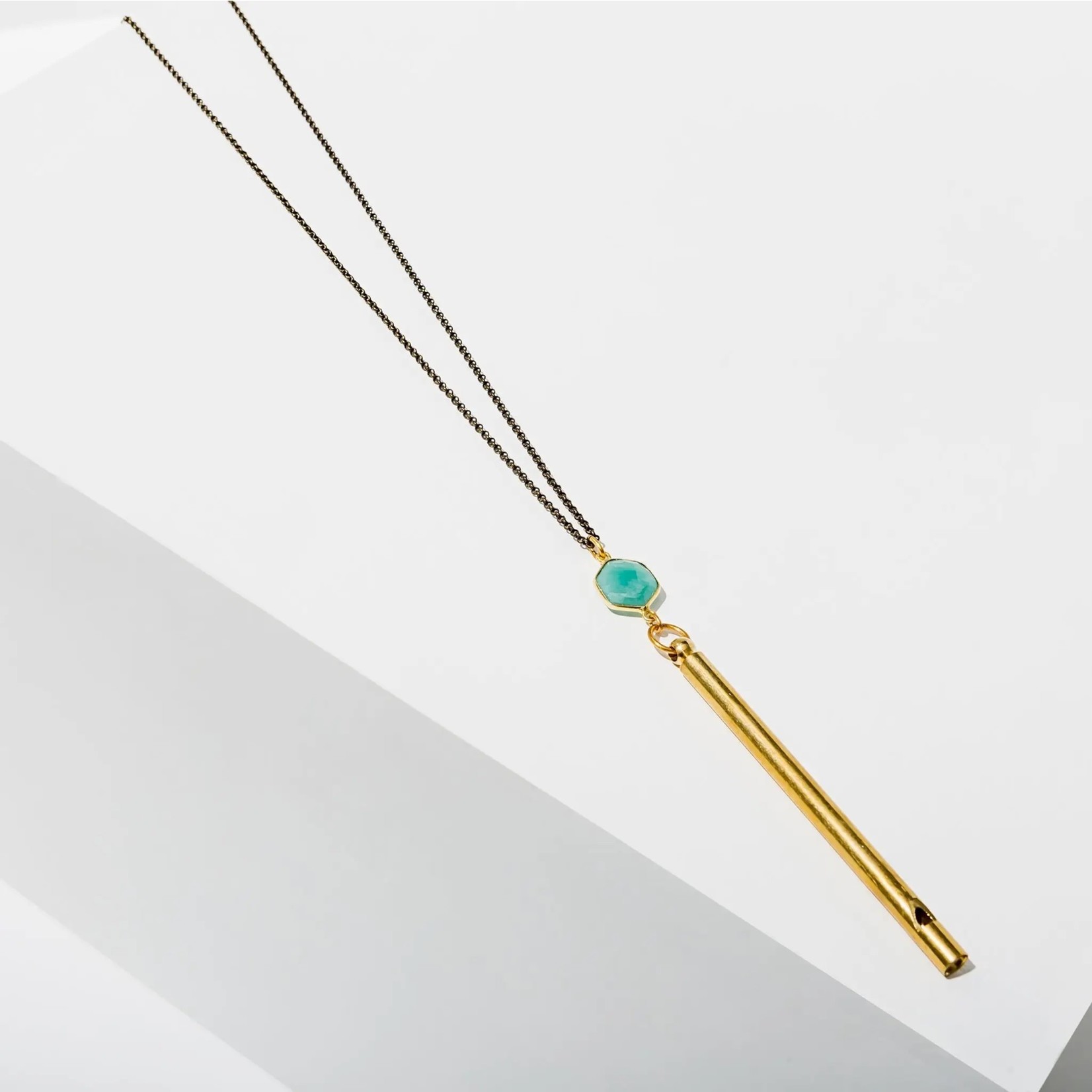 Gemstone Whistle Drop Necklace with Amazonite