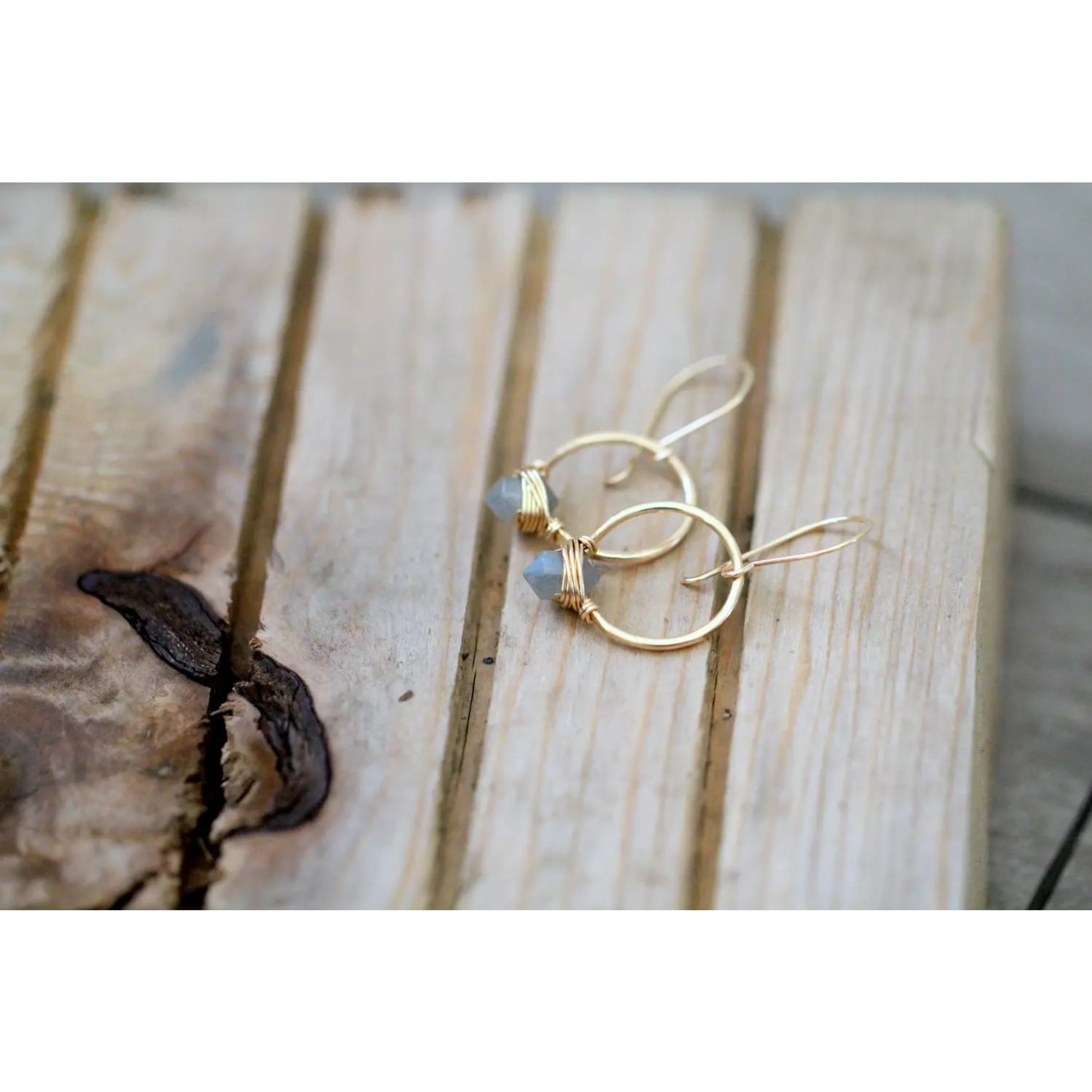 Gold-Fill Pike Hoops with Labradorite