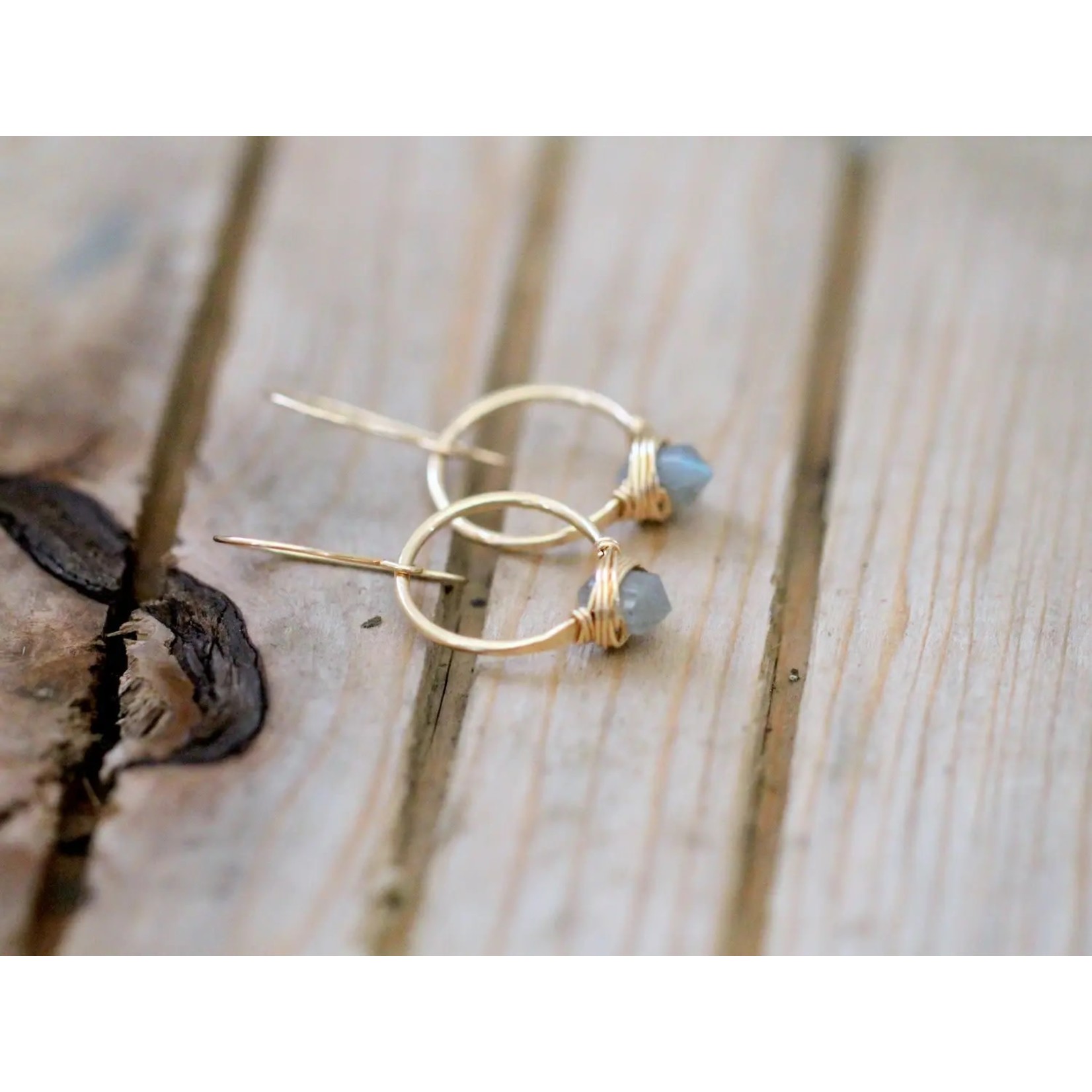 Gold-Fill Pike Hoops with Labradorite