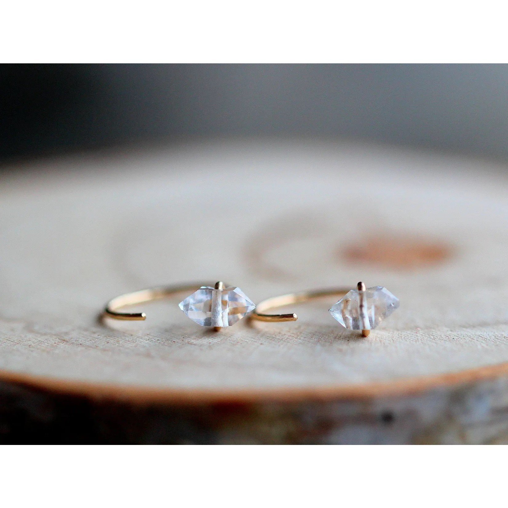 Gold-Fill Huggies with Herkimer Diamonds