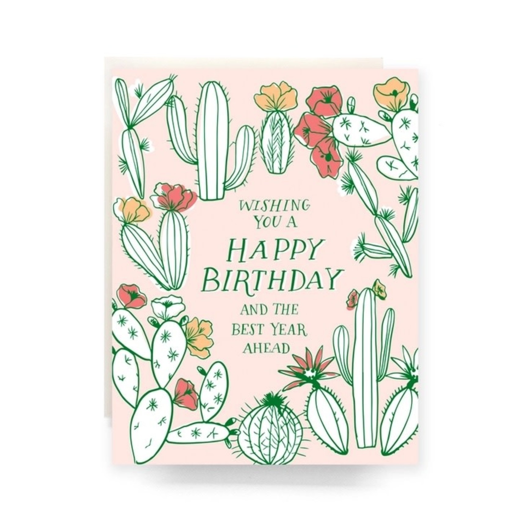 Cactus Toile Birthday - Greeting Card