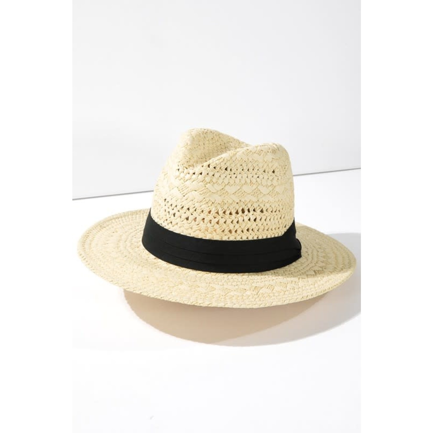Patty Woven Hat with Black Detail