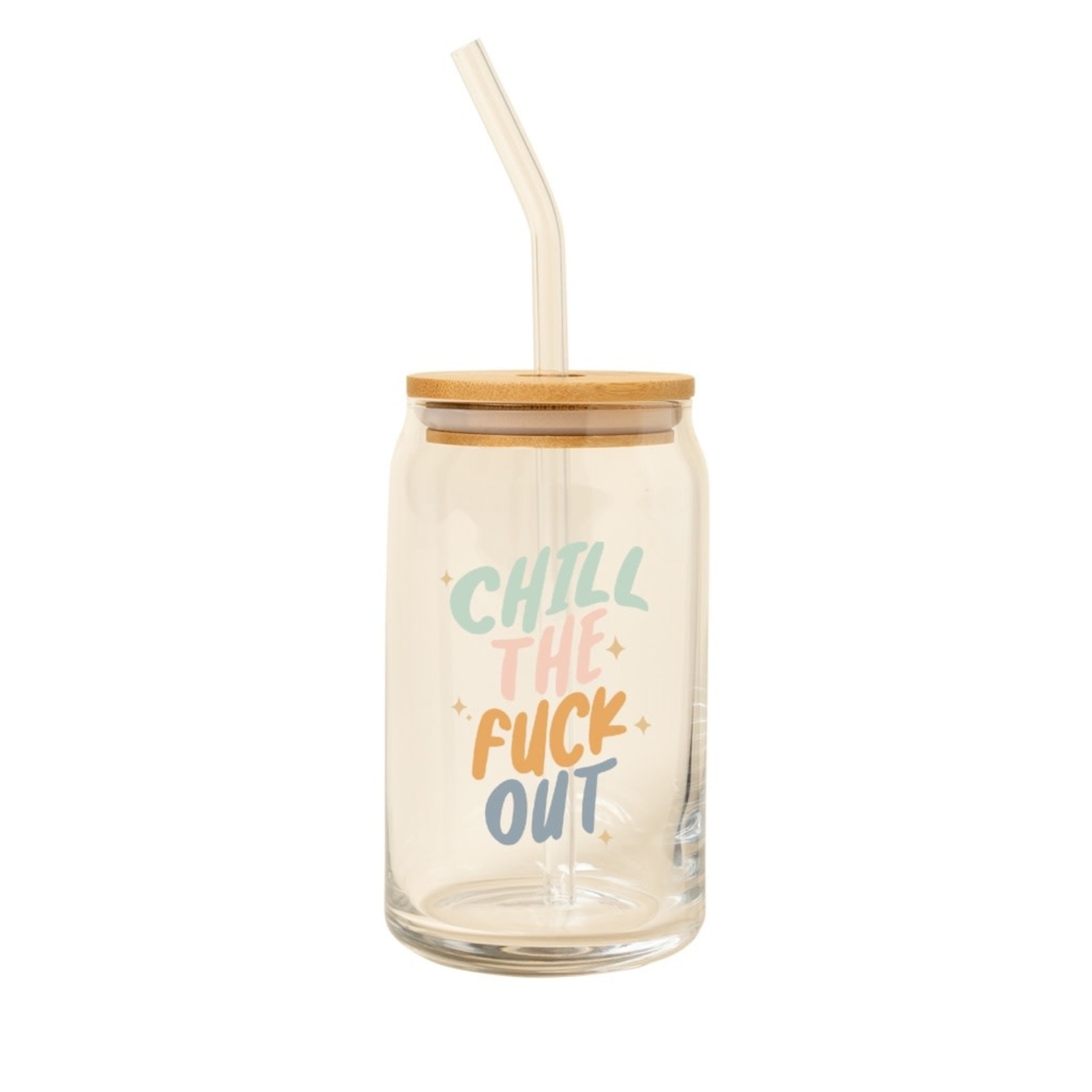 Talking Out of Turn Beer Can Glass w/ Bamboo Lid - Chill the F* Out