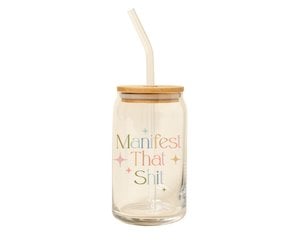 Beer Can Glass w/ Bamboo Lid - Spring Flowers - Cleo + Kin