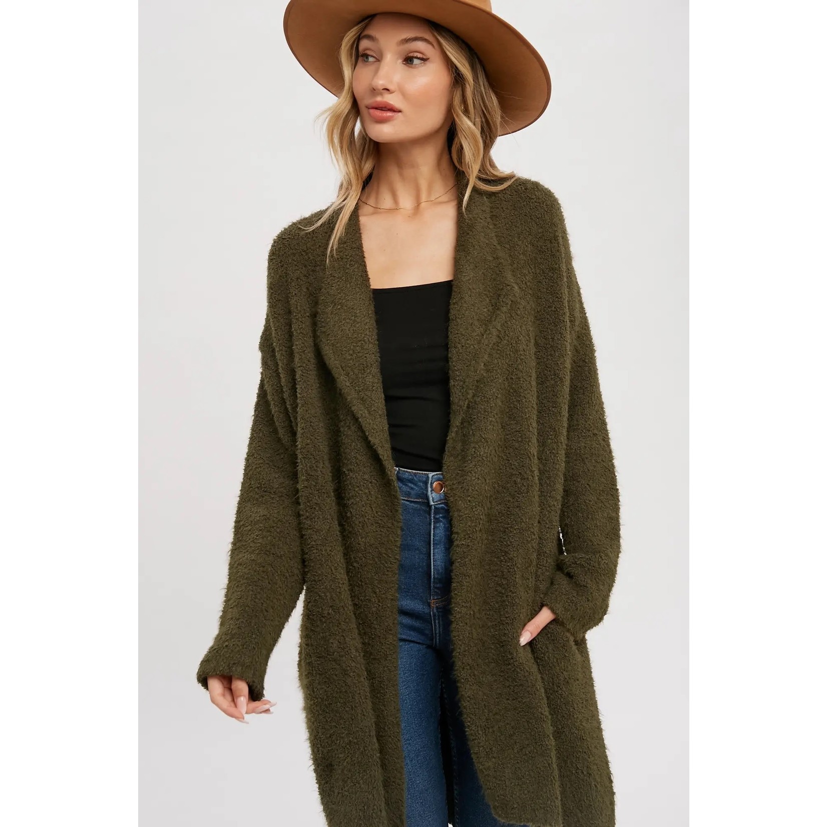 Grace Fuzzy Open Drape Sweater - Cleo + Kin