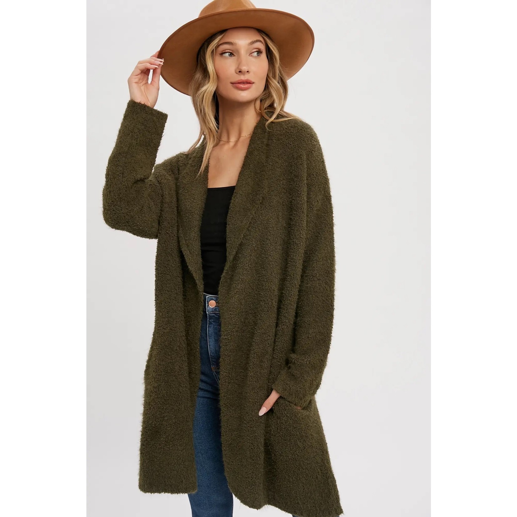 Grace Fuzzy Open Drape Sweater - Cleo + Kin
