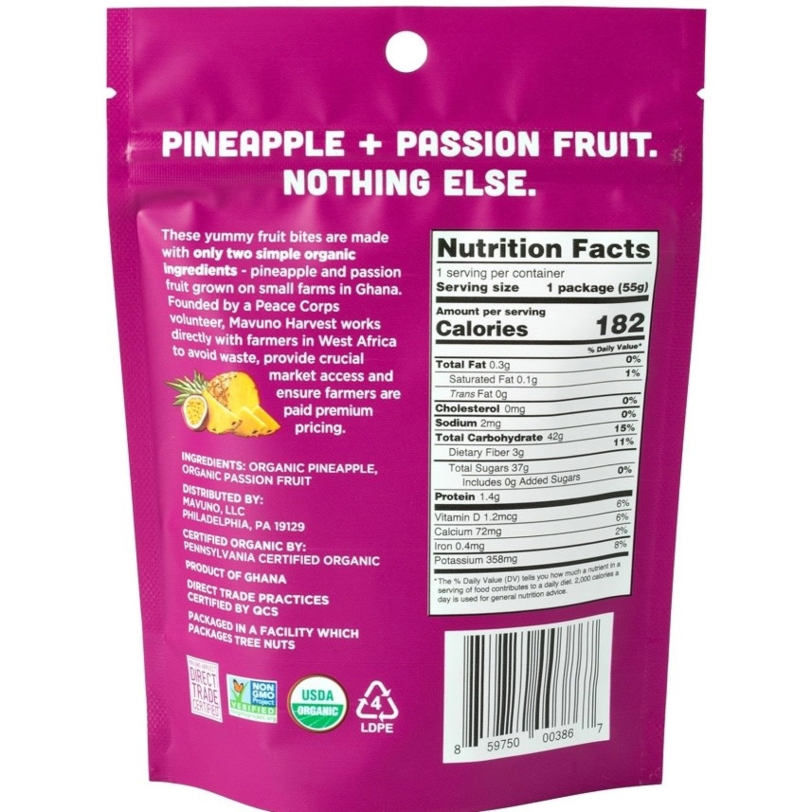 Mavuno Harvest Organics Organic Pineapple + Passionfruit Fruit Bites