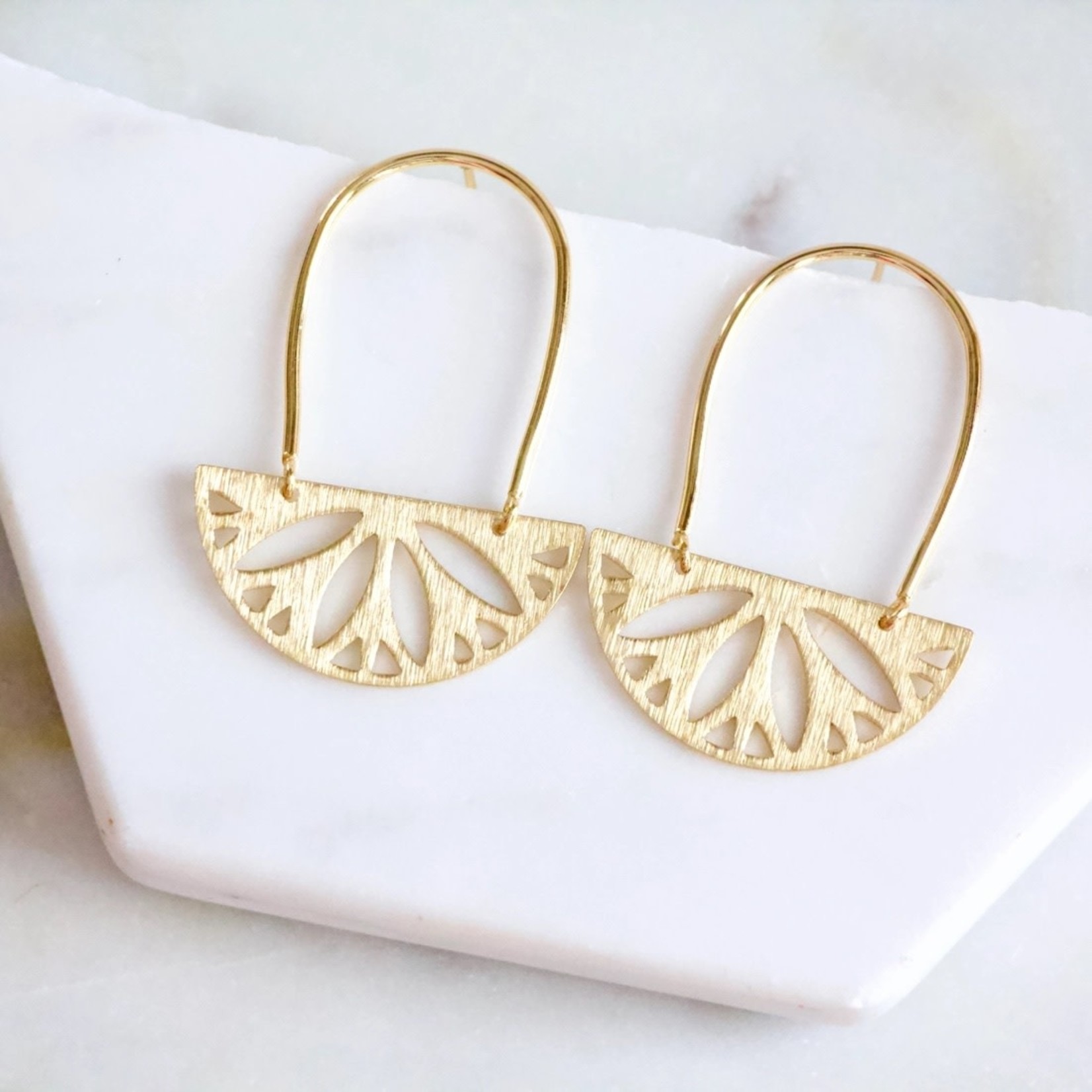 Brass Half Moon Earrings Cleo + Kin