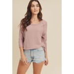 In Loom Coleen Boat Neck Waffle Knit Top
