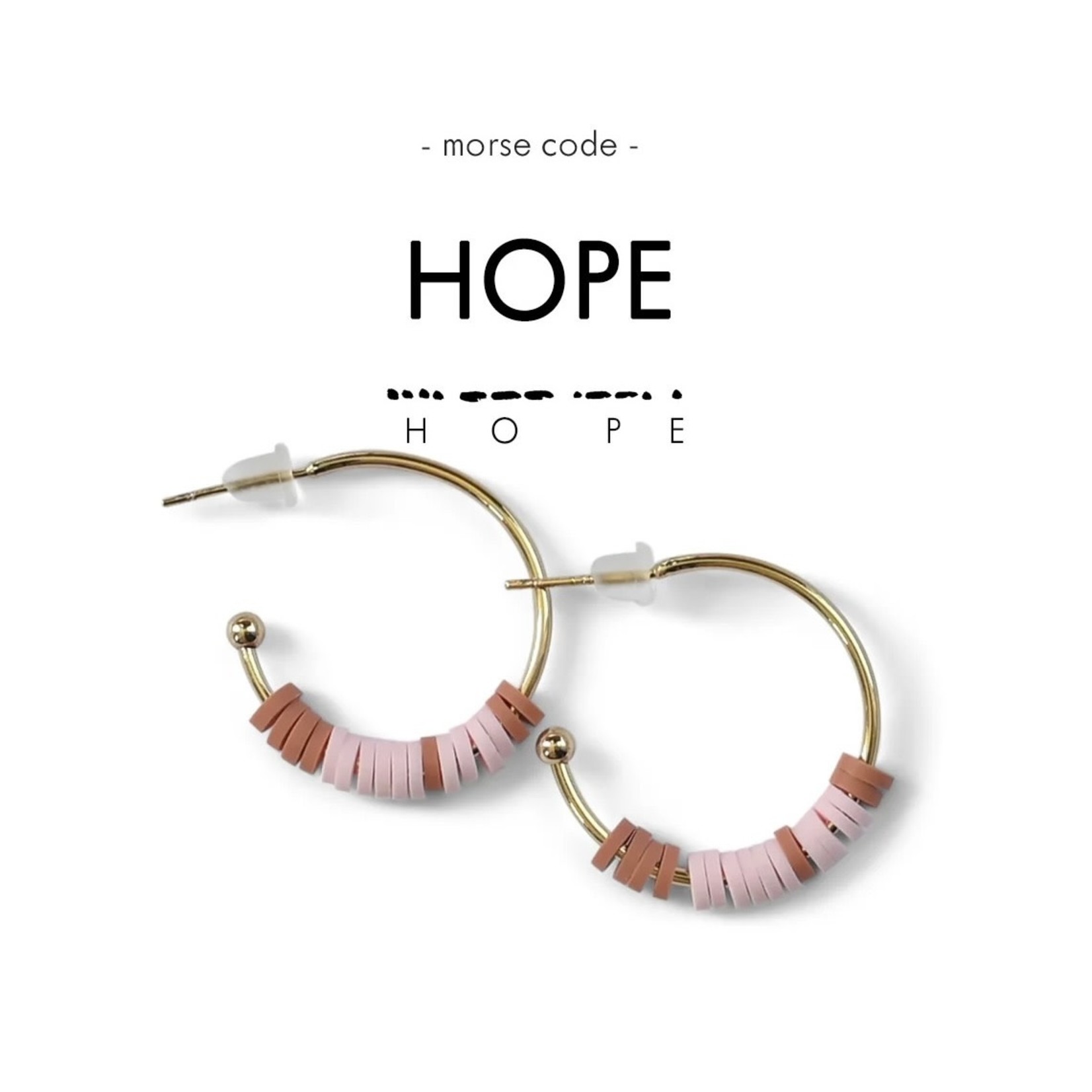 Morse Code Heishi Half Hoop Earrings - Cleo + Kin