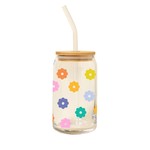 Talking Out of Turn Beer Can Glass w/ Bamboo Lid - Daisy