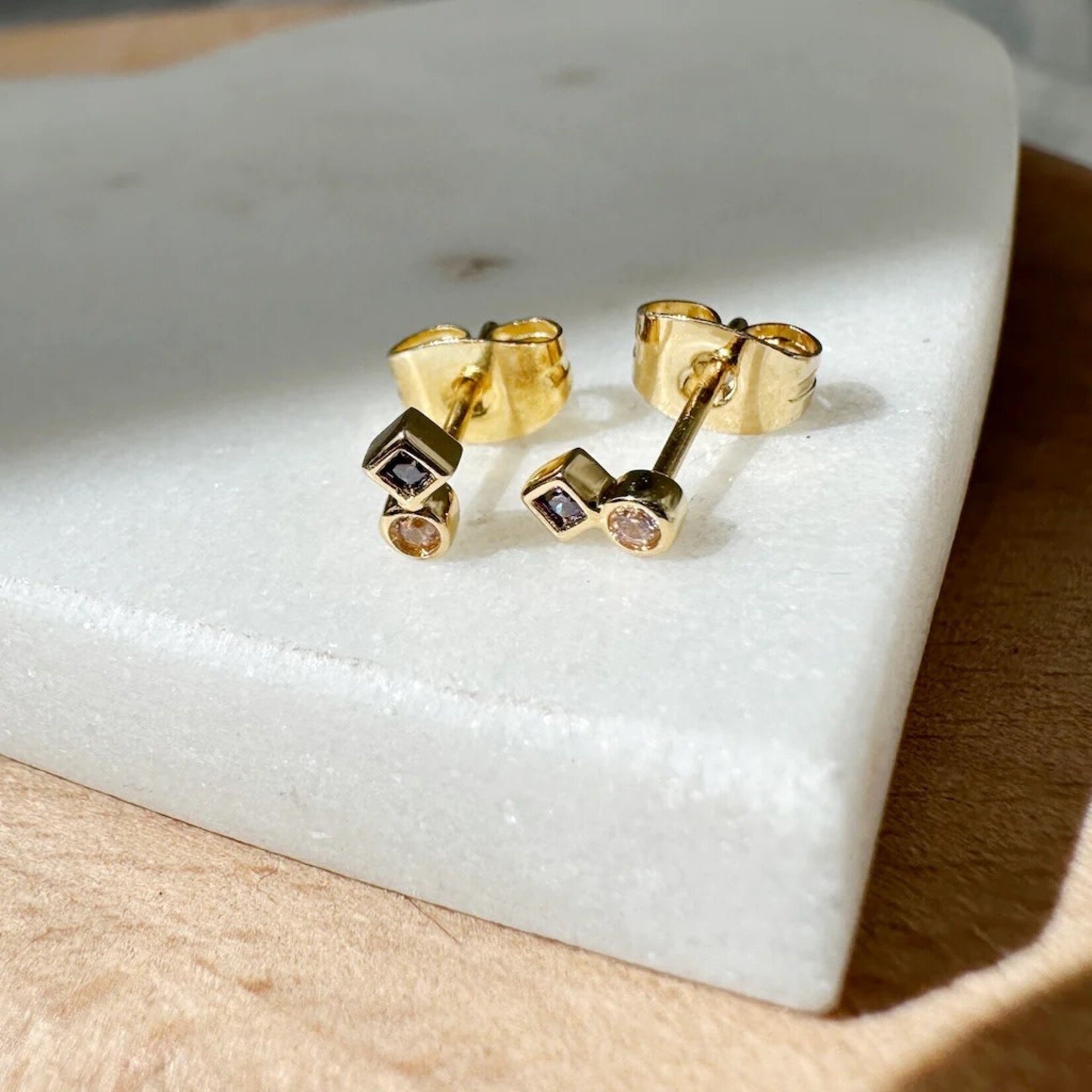 Honeycat Stacked Crystal Studs