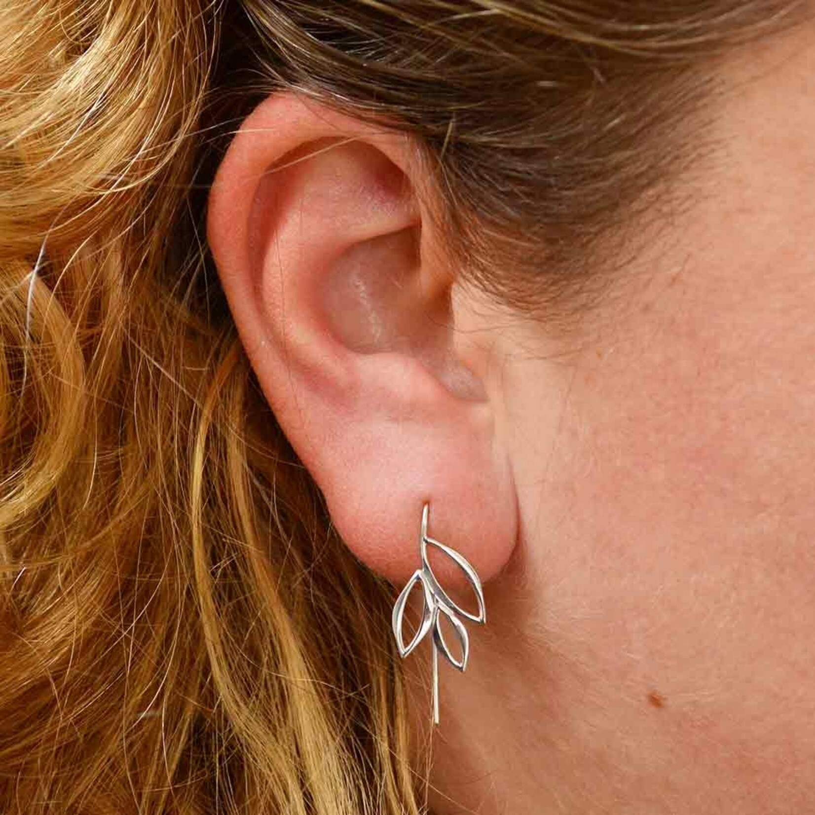 Nina Designs Marquis Leaves Earrings - Sterling Silver