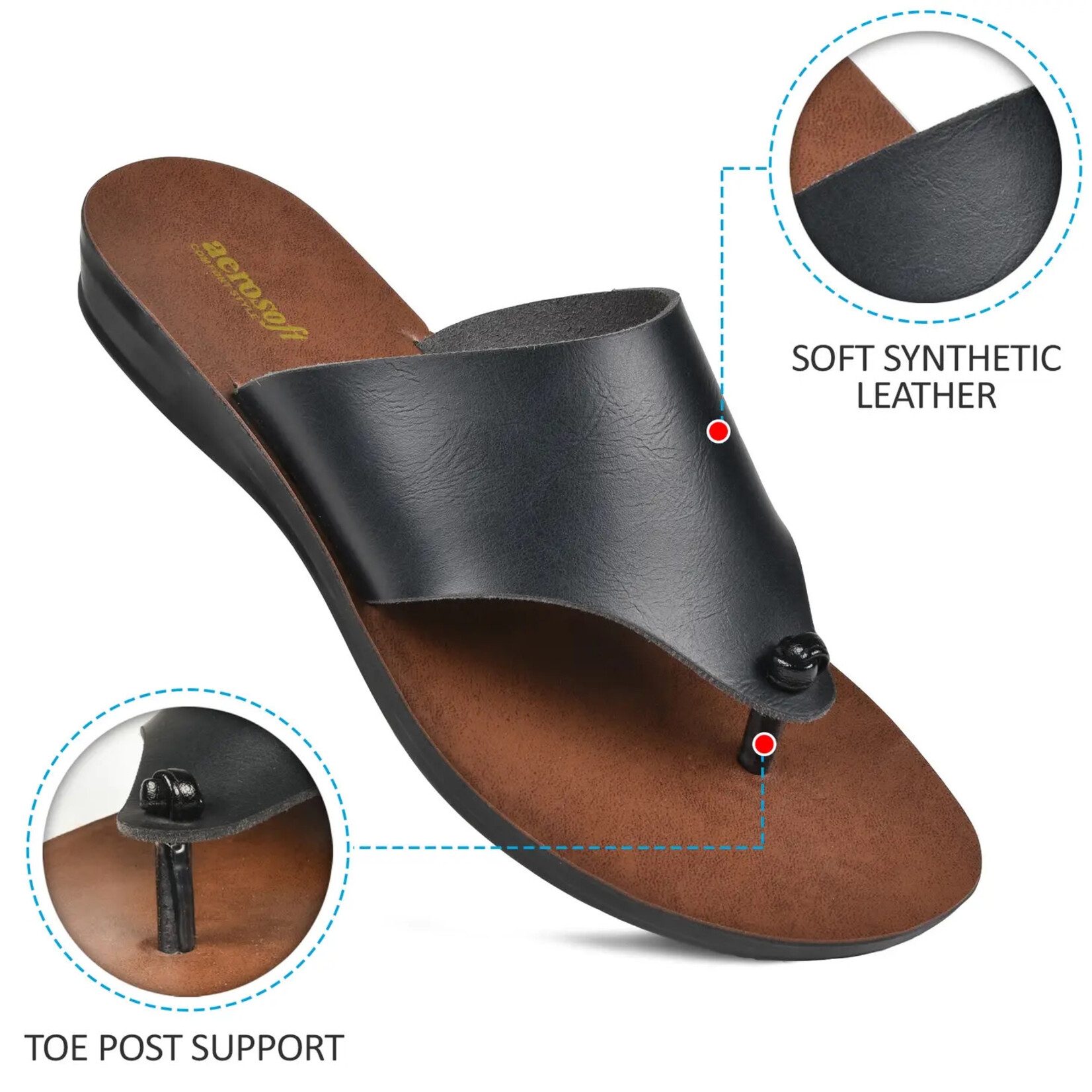 Aerosoft Aerosoft Lilac Comfortable Sandals - Black