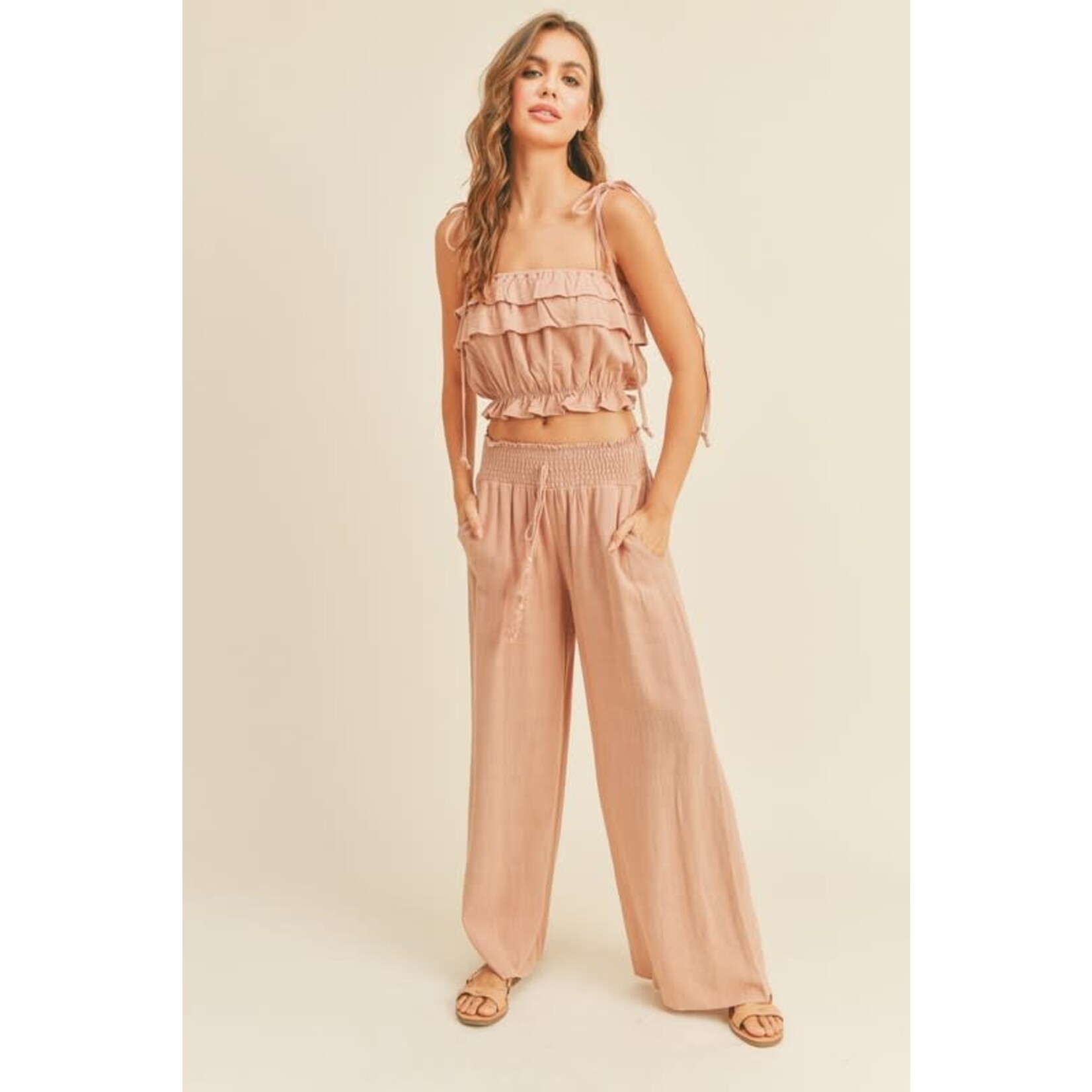 Rosie Linen Ruffled Crop Top