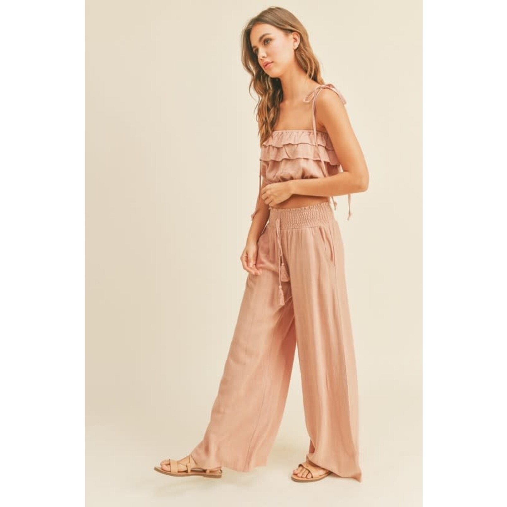 Rosie Linen Ruffled Crop Top