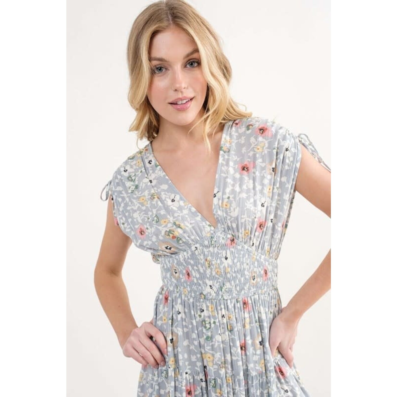 In The Beginning Shane Floral Rouched Mini Dress