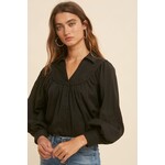 In Loom Piper Balloon Sleeve Button Up Top