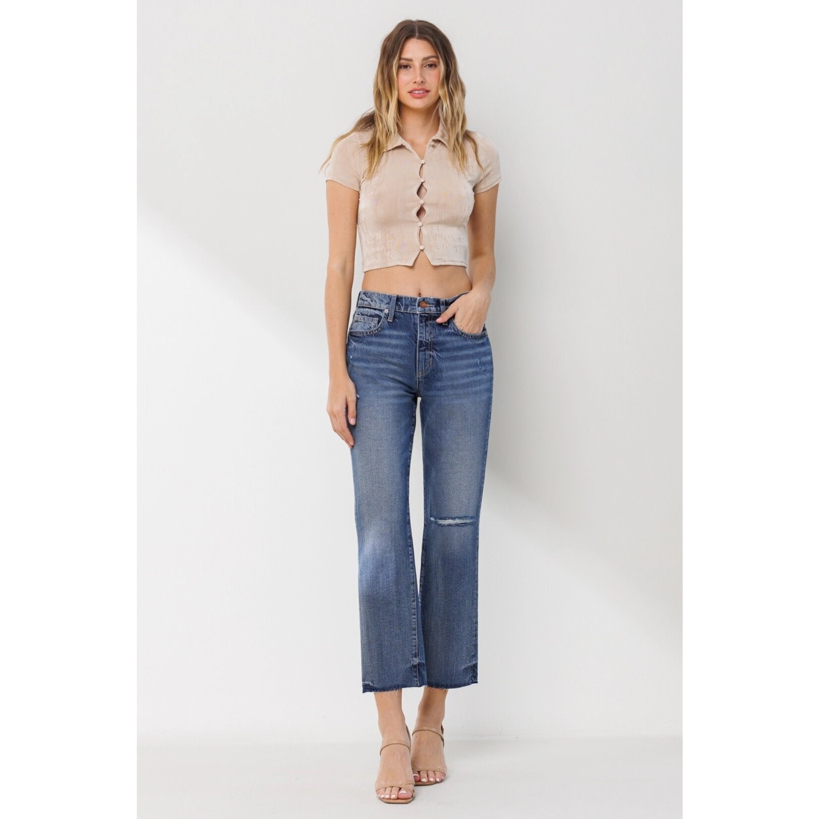 Sneak Peek Julia Distressed Straight Leg Denim