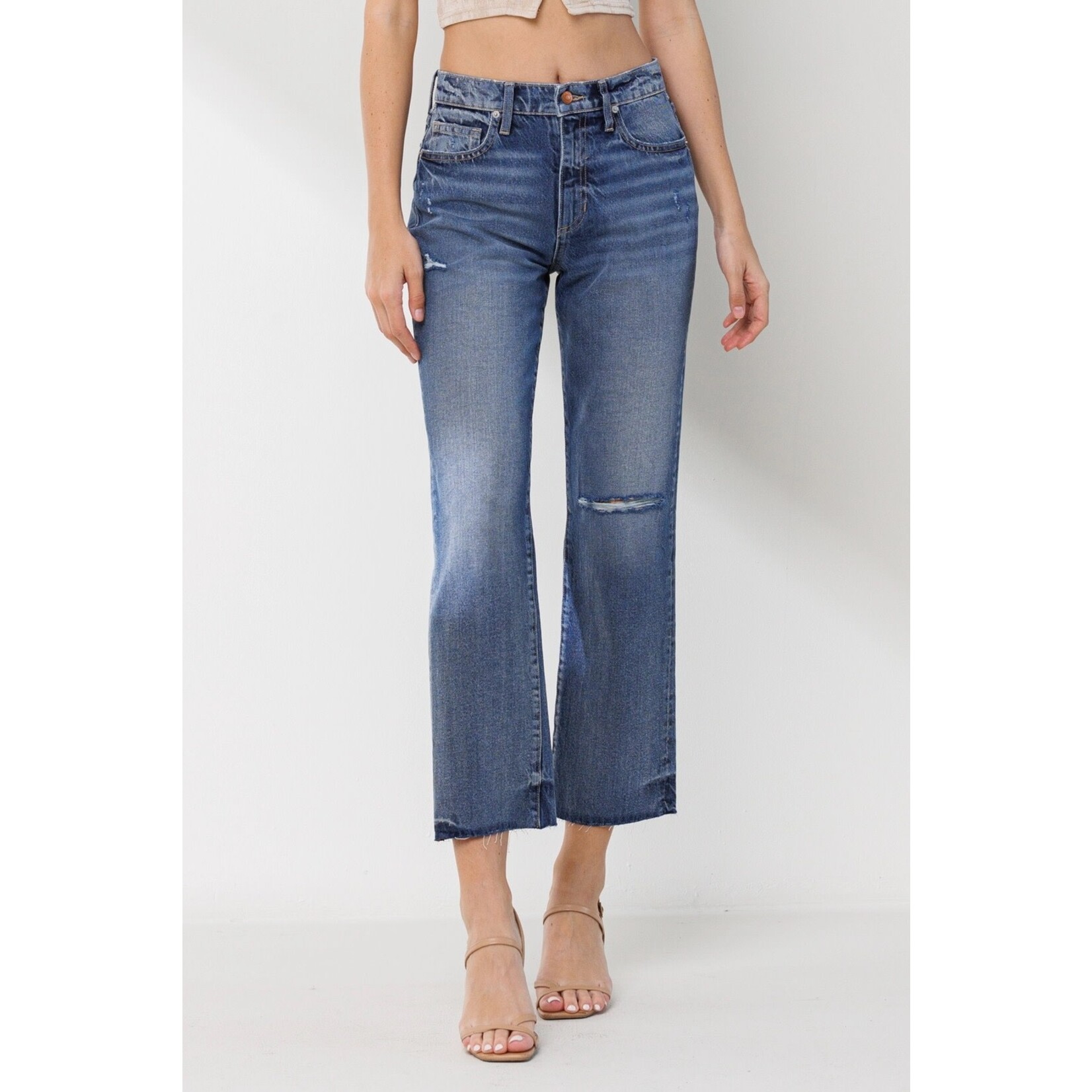 Sneak Peek Julia Distressed Straight Leg Denim